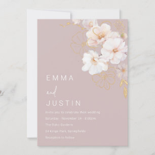 Invitation Fleur sauvage moderne Élégant Mariage Blush