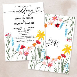 Invitation Fleur sauvage moderne Red Poppy Daffodil Botanique