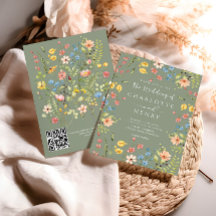 Fleur sauvage Moderne Sage Garden QR Code Mariage