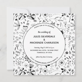 Invitation Fleur sauvage monochrome Mariage moderne