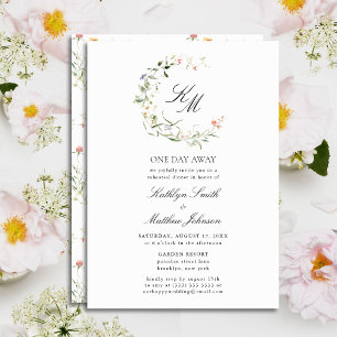 Invitation Fleur sauvage Monogramme Wreath Modern Un Jour