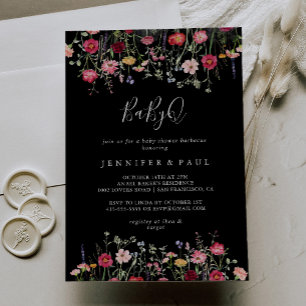 Invitation Fleur sauvage multicolore BabyQ Baby shower Barbec