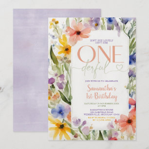 Invitation Fleur sauvage n'est-elle pas géniale 1er anniversa