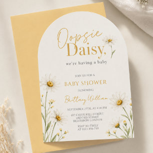 Invitation Fleur Sauvage Oopsie Daisy Aquarelle Baby Shower 