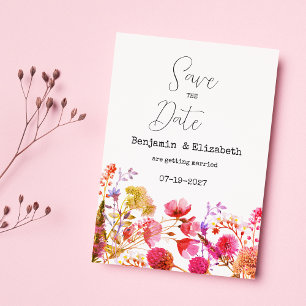 Invitation Fleur sauvage orange rose jaune Enregistrer la dat