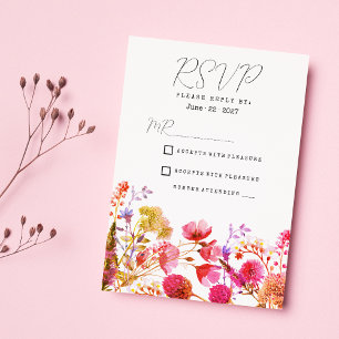 Invitation Fleur sauvage orange rose jaune été RSVP