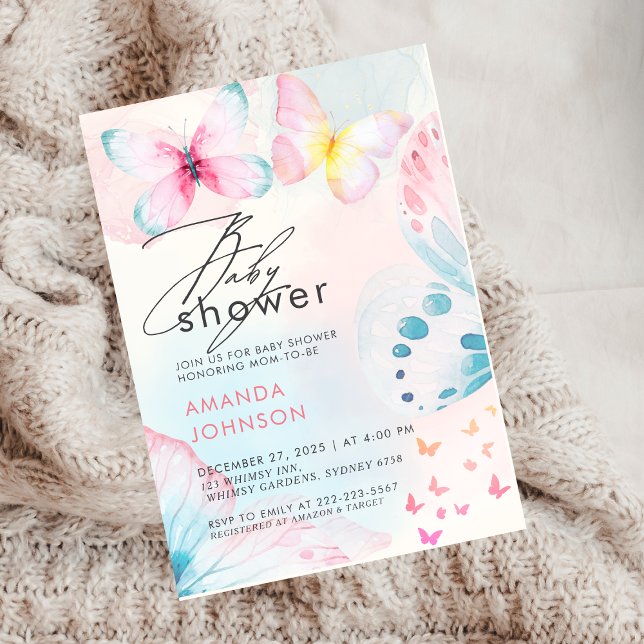 Invitation Fleur sauvage papillon Floral Baby shower Invitati (Créateur téléchargé)