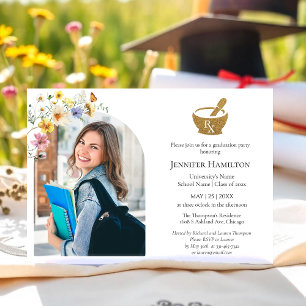 Invitation Fleur sauvage Pharmacy School Graduation Party Pho