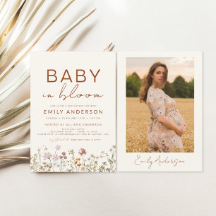 Invitation Fleur sauvage photo Baby in Bloom Baby shower