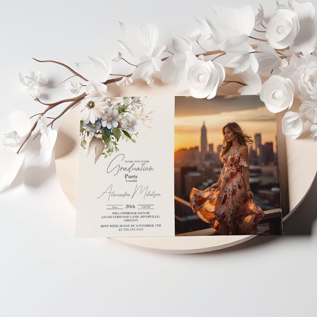 Invitation Fleur sauvage photo Boho Garden Graduation (Créateur téléchargé)