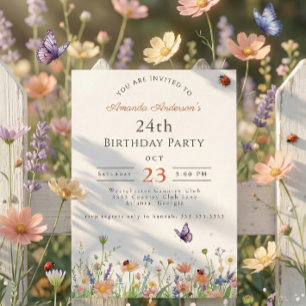Invitation Fleur sauvage Pink Purple Garden Party 24e anniver
