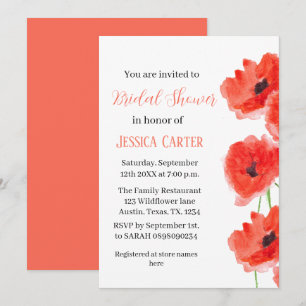 Invitation Fleur sauvage Poppy Red Floral Fête des mariées