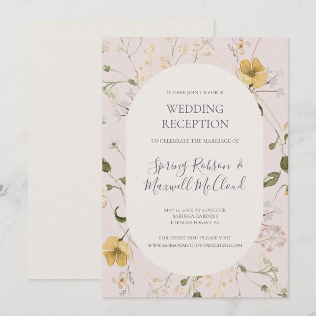 Invitation Fleur sauvage printanière | Réception de mariage r (Devant / Derrière)