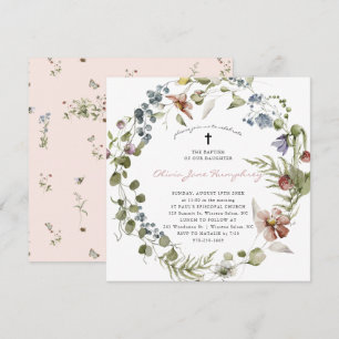 Invitation Fleur sauvage Printemps Été Floral Baptême