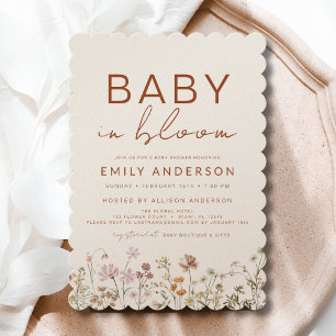 Invitation Fleur sauvage QR Code Baby in Bloom Baby shower