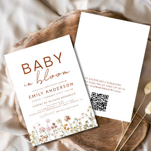 Invitation Fleur sauvage QR Code Baby in Bloom Baby shower