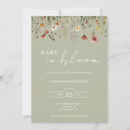 Invitation Fleur sauvage Qr Code Baby in Bloom Baby shower