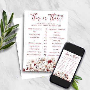 Invitation Fleur sauvage qui connaît le jeu de Fête des marié