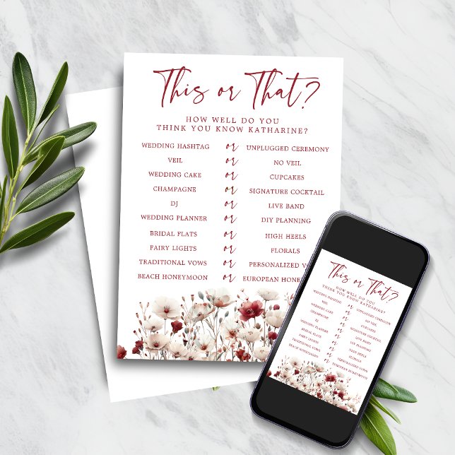 Invitation Fleur sauvage qui connaît le jeu de Fête des marié (Wildflower Who Knows the Bridal Shower Game)