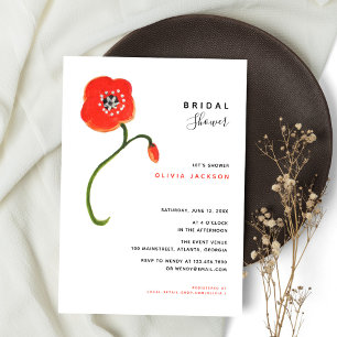 Invitation Fleur sauvage Red Poppy Fête des mariées moderne