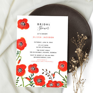 Invitation Fleur sauvage Red Poppy Floral moderne nuptiale do