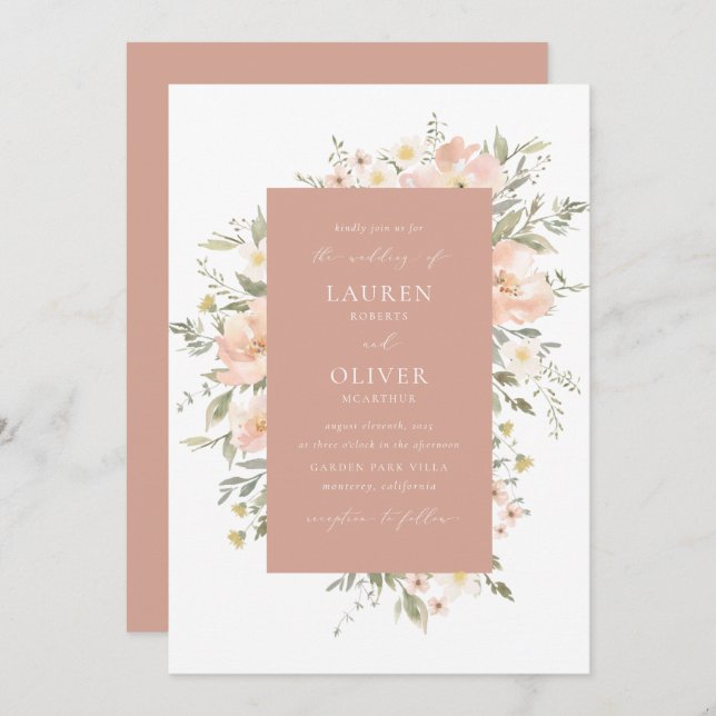 Invitation Fleur sauvage Romance (Devant / Derrière)