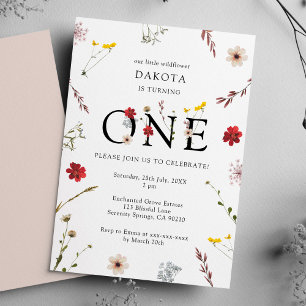 Invitation Fleur sauvage romantique fille 1er anniversaire In