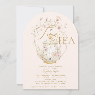 Invitation Fleur sauvage rose temps pour la Fête des mariées 