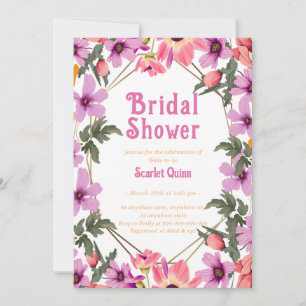 Invitation Fleur sauvage rose vif moderne #4 douche nuptiale