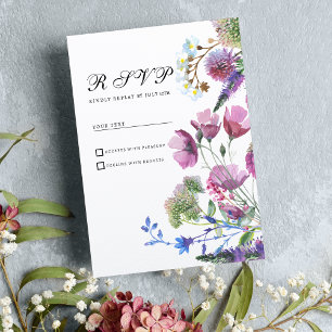 Invitation Fleur sauvage rose violet de lilas été RSVP