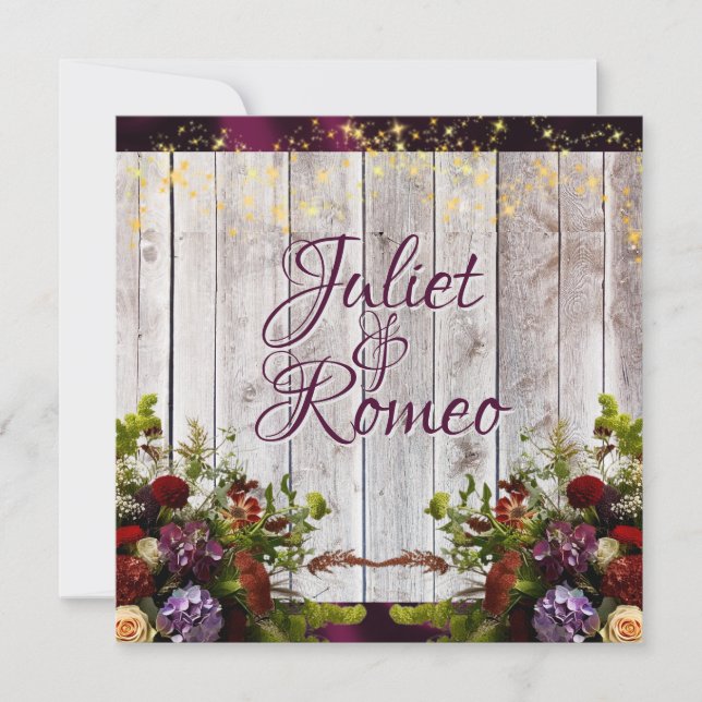 Invitation Fleur sauvage, ruban violet et Mariage lumineux 2 (Devant)