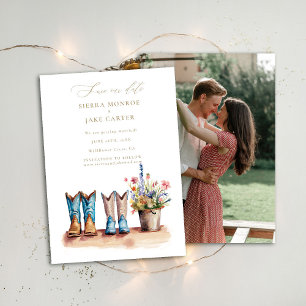 Invitation Fleur sauvage Rustic Chic Photo Mariage Enregistre