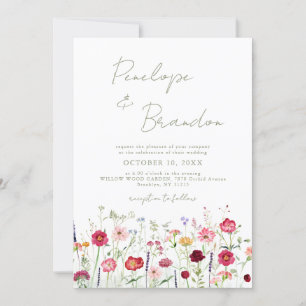 Invitation Fleur sauvage Rustic Country Garden QR Code Mariag