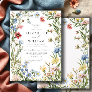 Invitation Fleur sauvage rustique Boho Mariage aquarelle