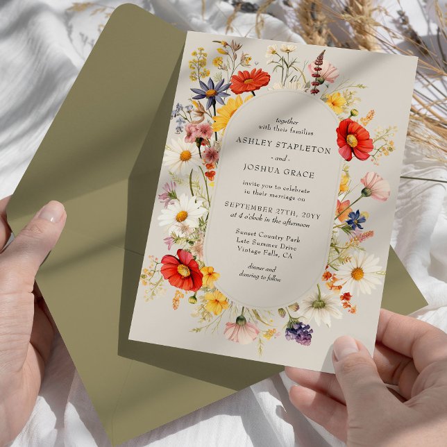 Invitation Fleur sauvage rustique Élégant Mariage floral (Elegant modern floral wedding invitation from my Rustic Wildflower Wedding Collection)