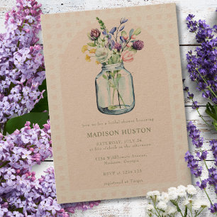 Invitation Fleur sauvage rustique Kraft Fête des mariées Maso