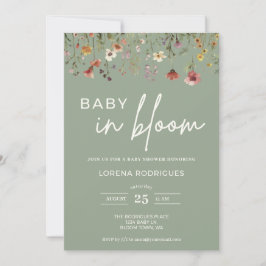 Invitation Fleur sauvage Sage Green Baby dans le Baby shower