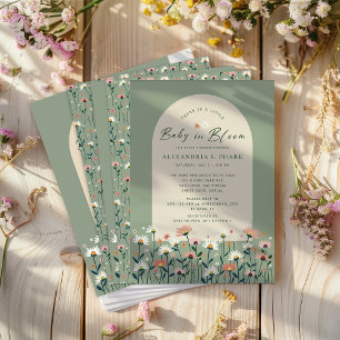Invitation Fleur sauvage Sage Green Boho Baby dans la douche 