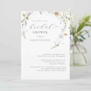 Invitation Fleur sauvage Sage Green Fête des mariées florale 