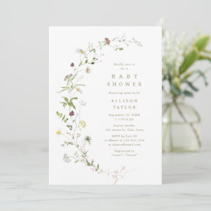 Invitation Fleur sauvage Sage Green Rustic Boho Baby shower