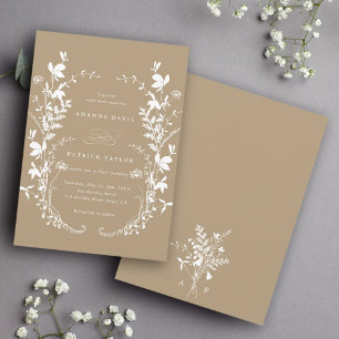 Invitation Fleur sauvage Silhouette Wreath Mariage Tan