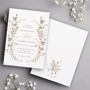 Invitation Fleur sauvage Silhouette Wreath Mariage Tan & Whit
