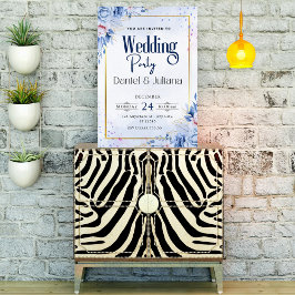 Invitation Fleur sauvage simple bleu clair moderne