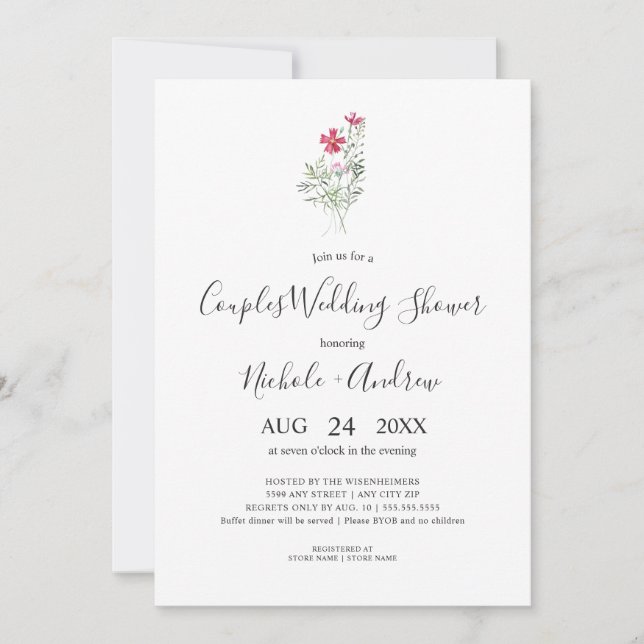 Invitation Fleur sauvage simple Couples Wedding shower (Devant)