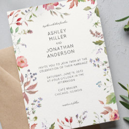 Invitation Fleur sauvage simple et intemporel Mariage blanc i