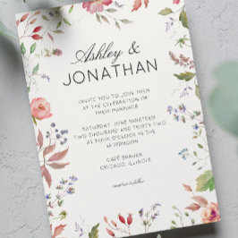 Invitation Fleur sauvage simple et intemporel Mariage blanc i