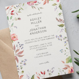 Invitation Fleur sauvage simple et intemporel Mariage d'albât