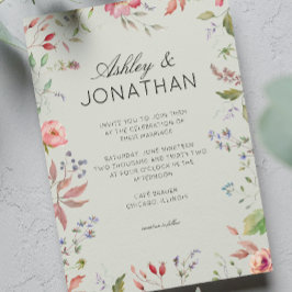 Invitation Fleur sauvage simple et intemporel Sage Mariage ve