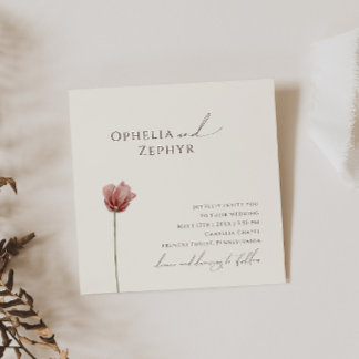 Invitation Fleur sauvage simple | Mariage Carré beige