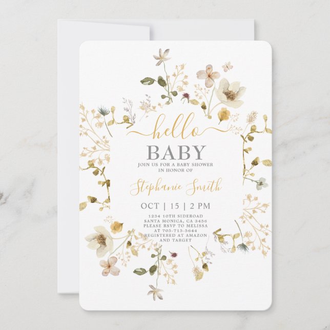 Invitation fleur sauvage Spring Baby shower (Devant)